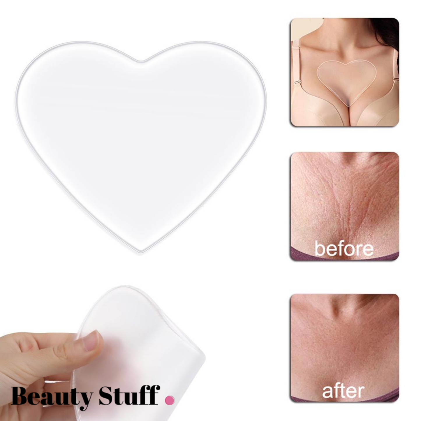 Dekolte Bölgesi Kırışıklık Gidermeye Yardımcı Ped - 100 % Medikal Silikon - Chest Wrinkle Patch
